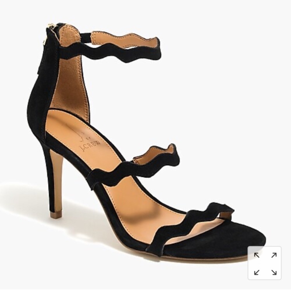 J. Crew Three Strap Scalloped Edge Heel size 11
